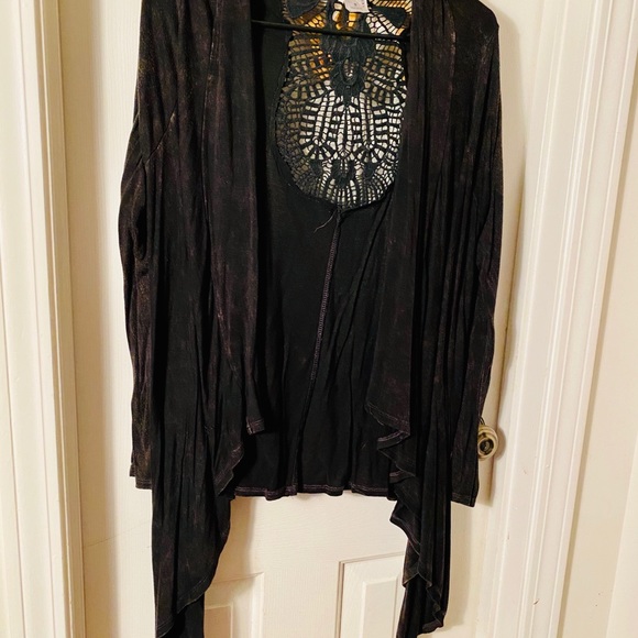 Distressed jersey cardigan in burnout black M - Picture 2 of 7